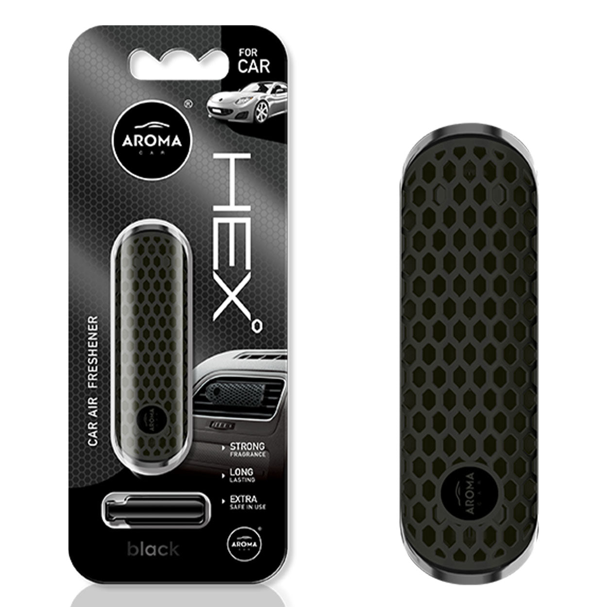Car air freshener AROMA FANCY SHAPES POLYMER HEX Black