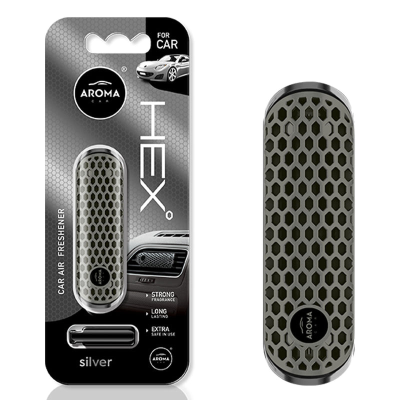 Car air freshener AROMA FANCY SHAPES POLYMER HEX Silver-1