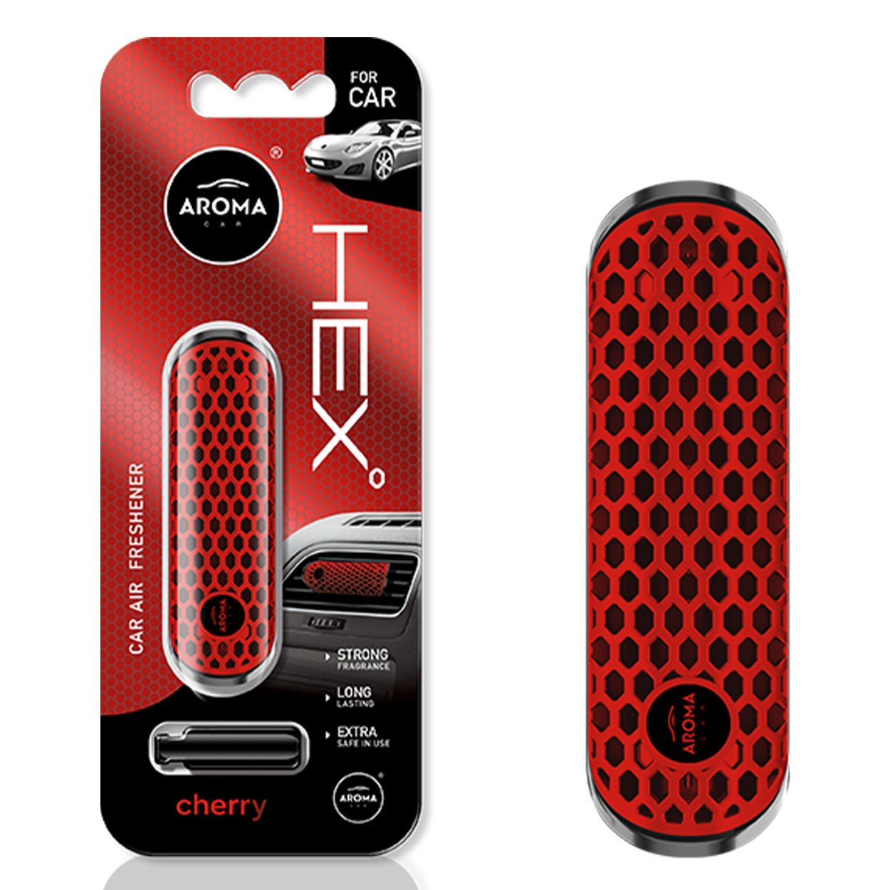 Car air freshener AROMA FANCY SHAPES POLYMER HEX Cherry