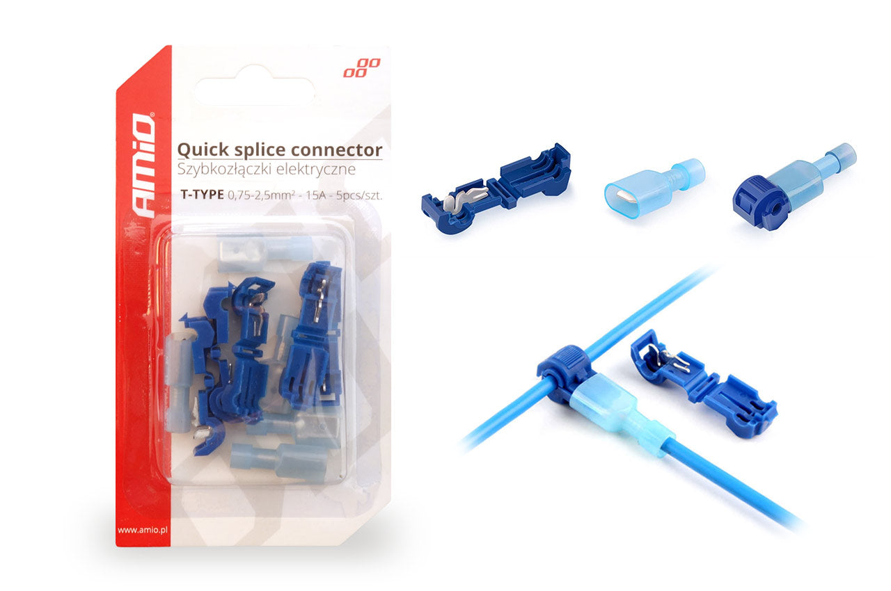 Konektor T-Type me lidhje të shpejtë 0.75–2.5 mm² 15A, 5 copë në blister