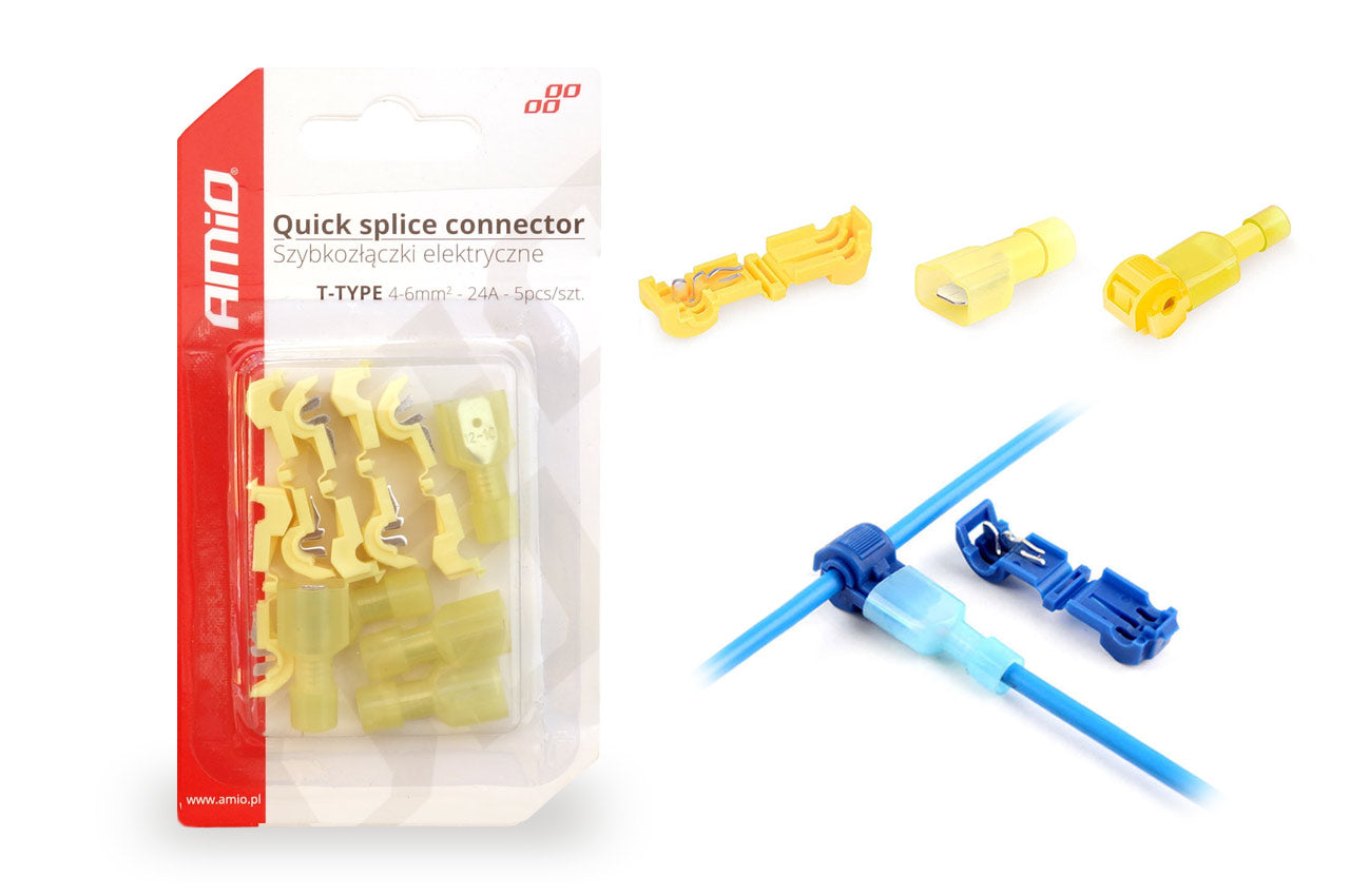 Konektor T-Type me lidhje të shpejtë 04–6 mm² 24A, 5 copë në blister