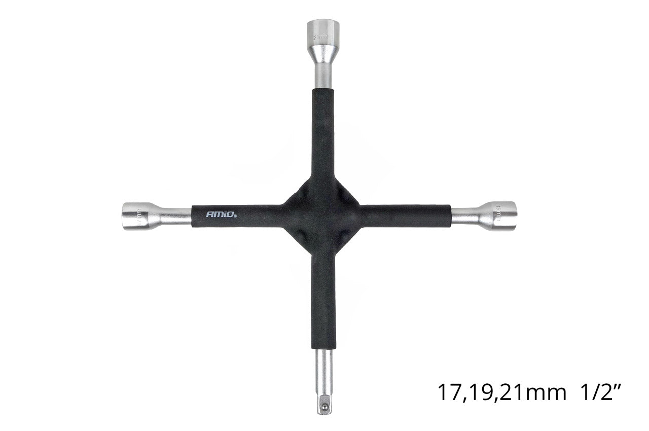 Çelës kryq (cross wrench) me veshje gome 17-19-21 mm 1/2"