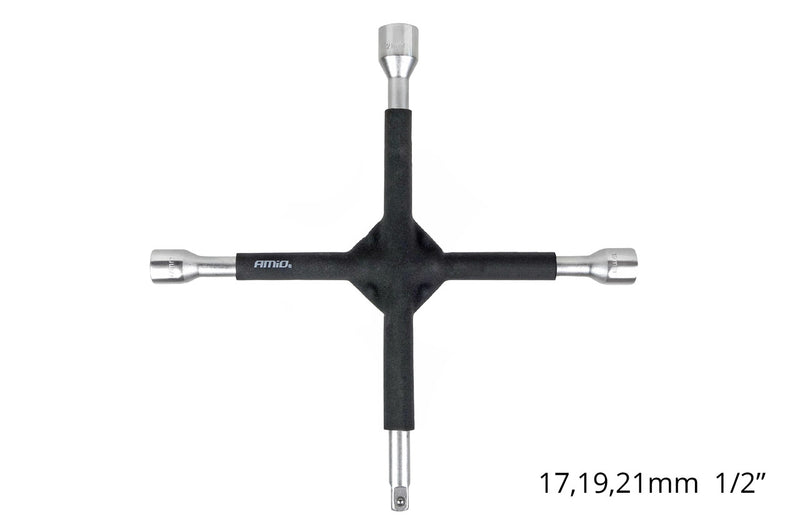 Çelës kryq (cross wrench) me veshje gome 17-19-21 mm 1/2"-1