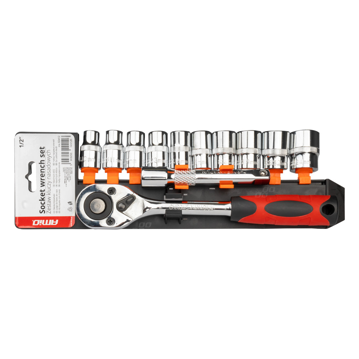 Set çelësash me rrathë dhe mekanizëm ratchet, matës metrik, 11 copë (1/2" 10–24 mm)