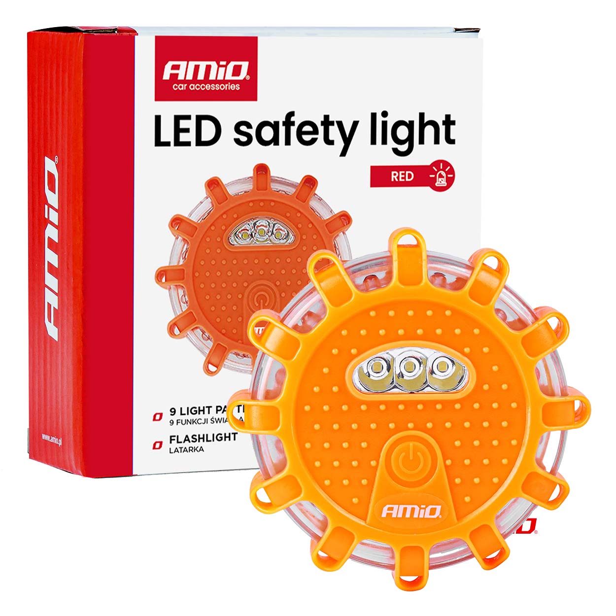 Dritë paralajmëruese portative LED për rrugë me funksion llambe dore, 3xAAA IP65 12SMD + 3SMD