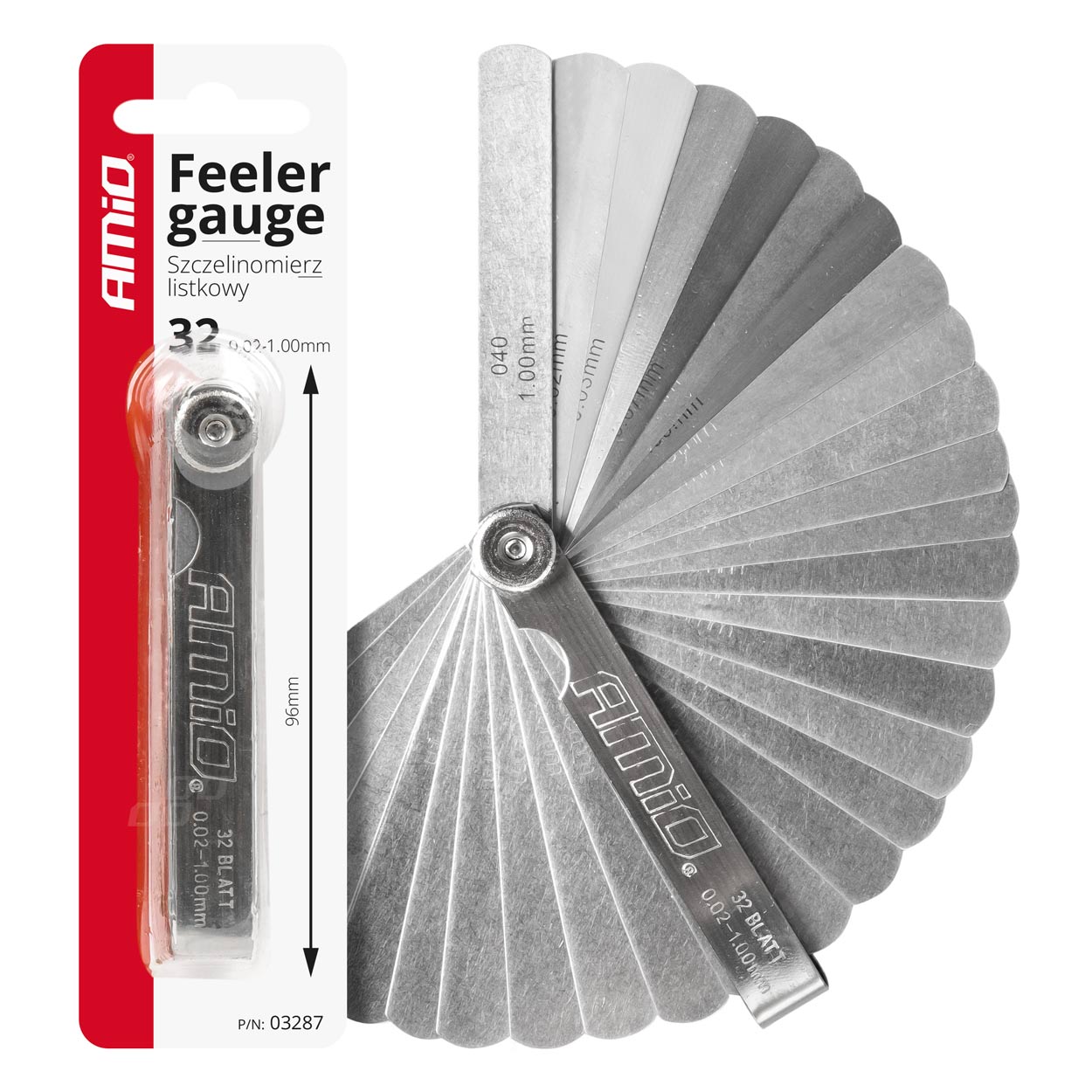 Set fletësh matëse (feeler gauge) 32 copë të drejta 89 mm të gjata