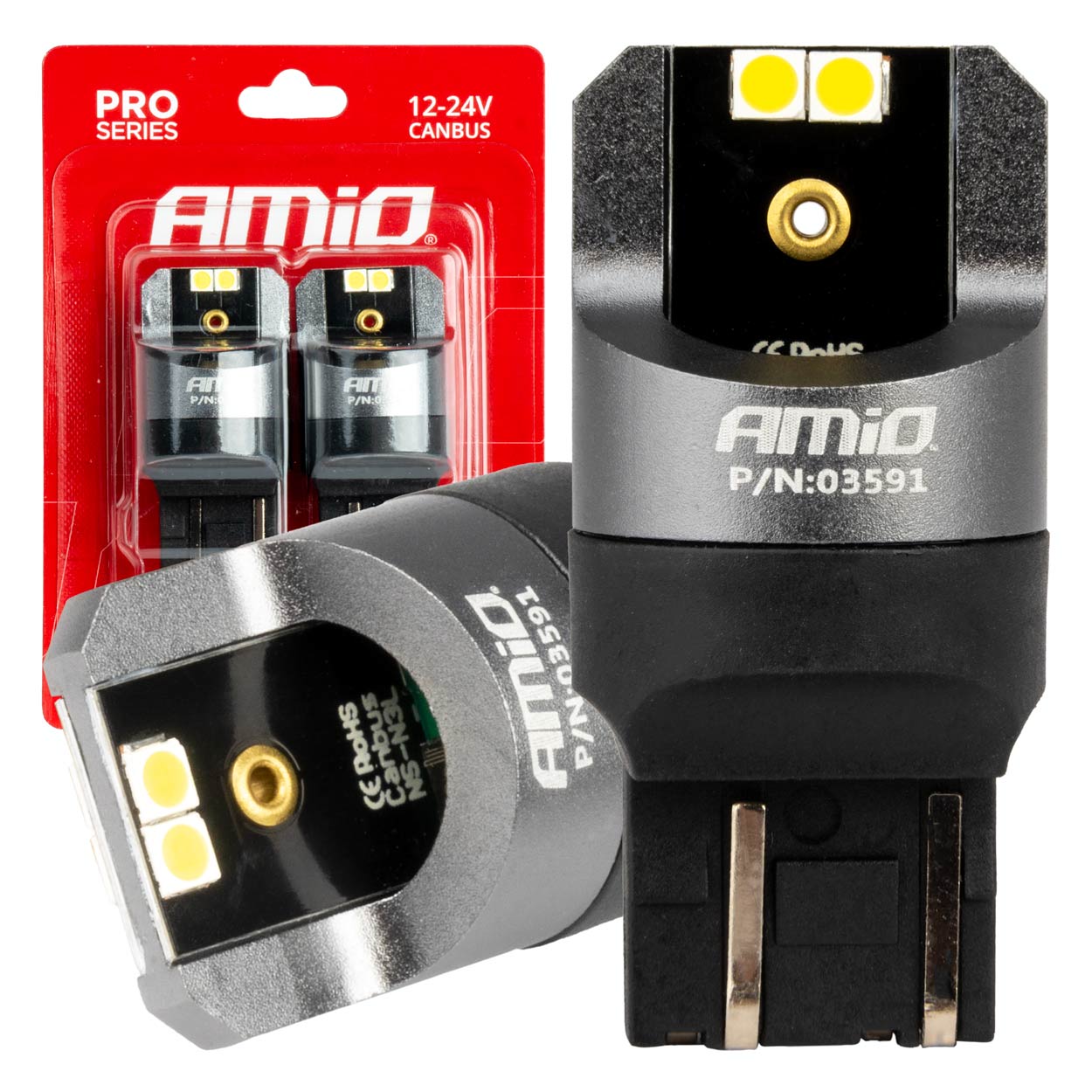 Drita LED CANBUS PRO 7443 W21/5W 4x3030 SMD të bardha 12/24V