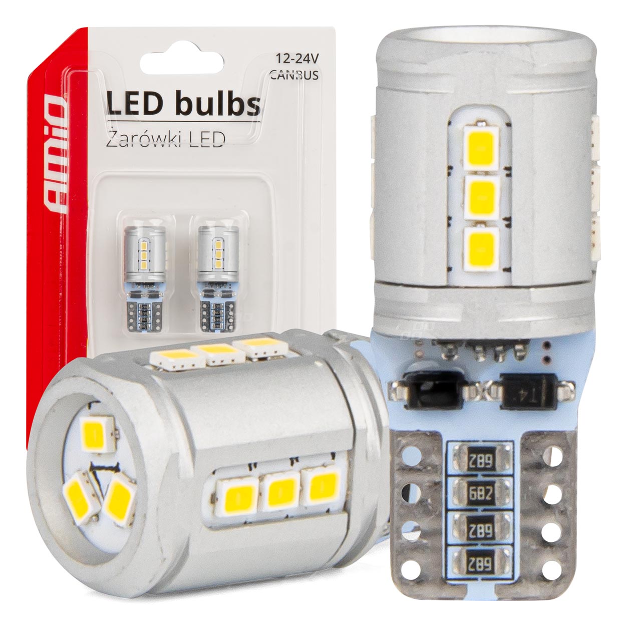 Drita LED CANBUS T10e W5W 15x2016 SMD të bardha 12V/24V