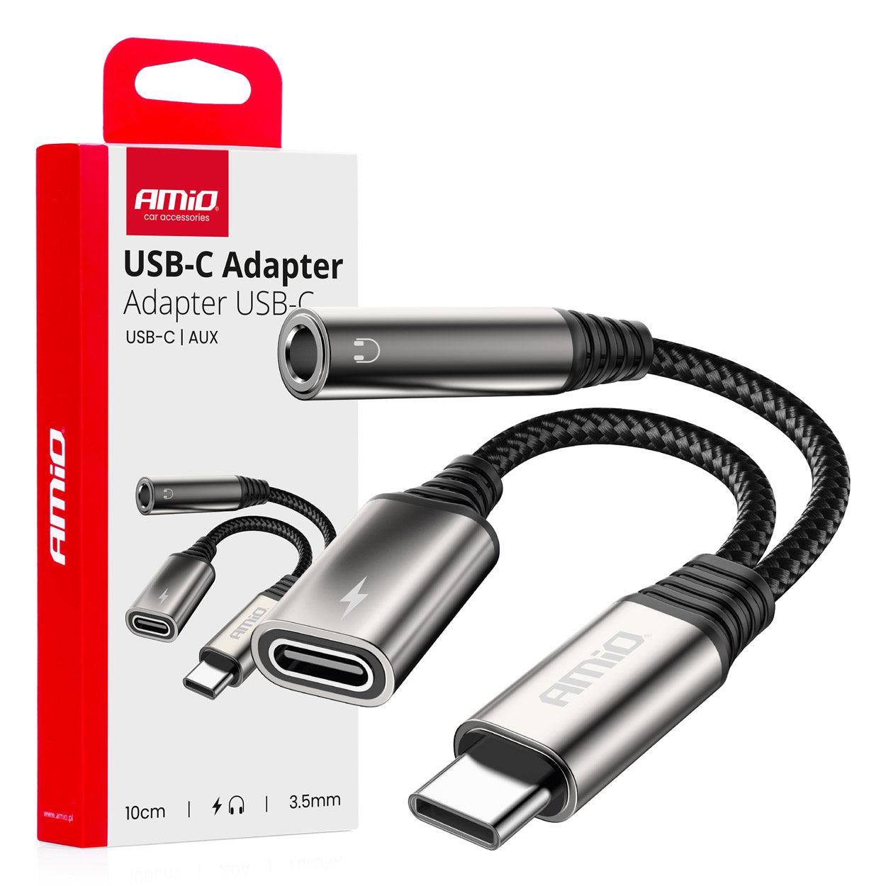 Adapter USB-C në USB-C + Mini Jack 3.5 mm femër, 10 cm-1