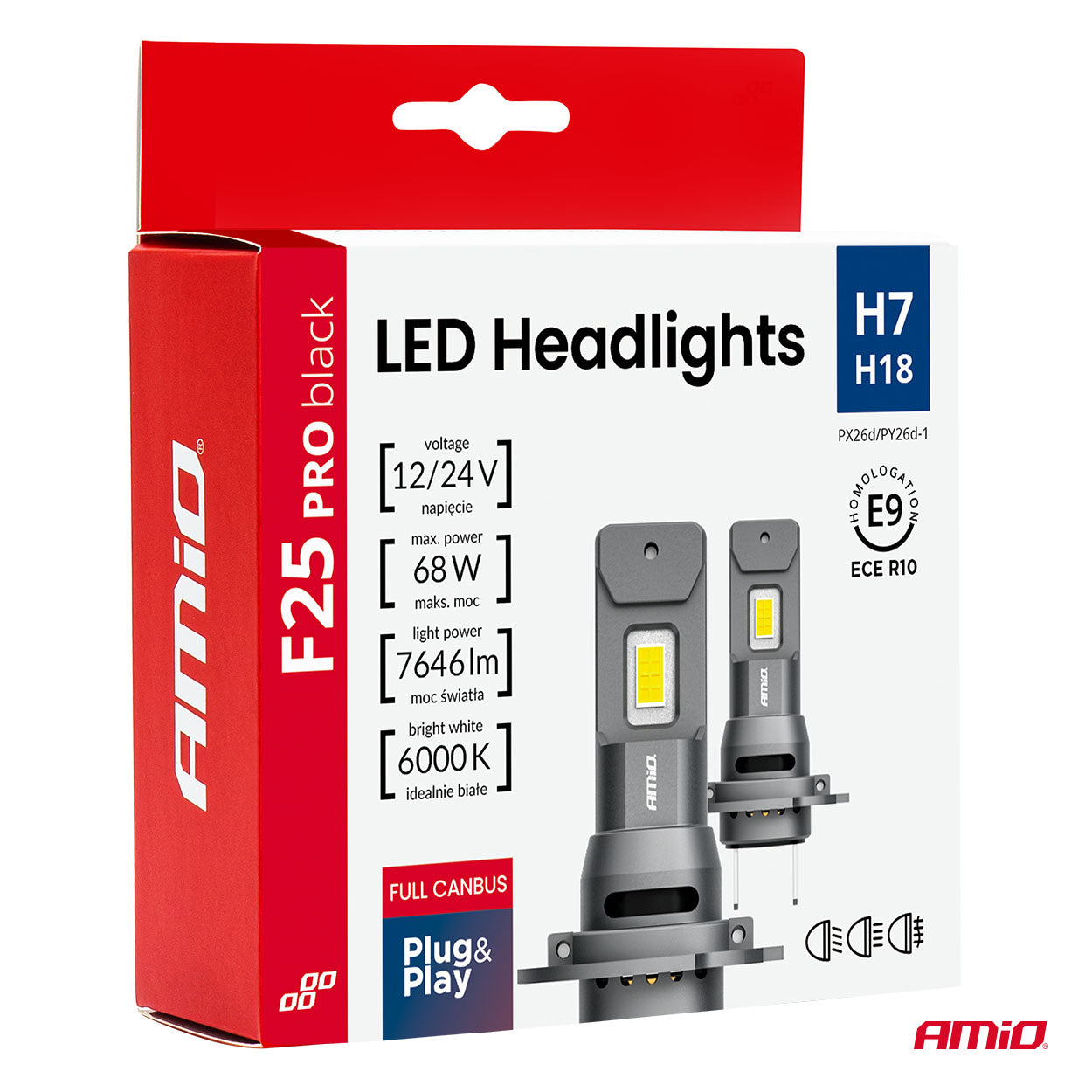 Drita LED të përparme Seria F25 PRO BLACK FULL CANBUS H7 68W 12V/24V-5