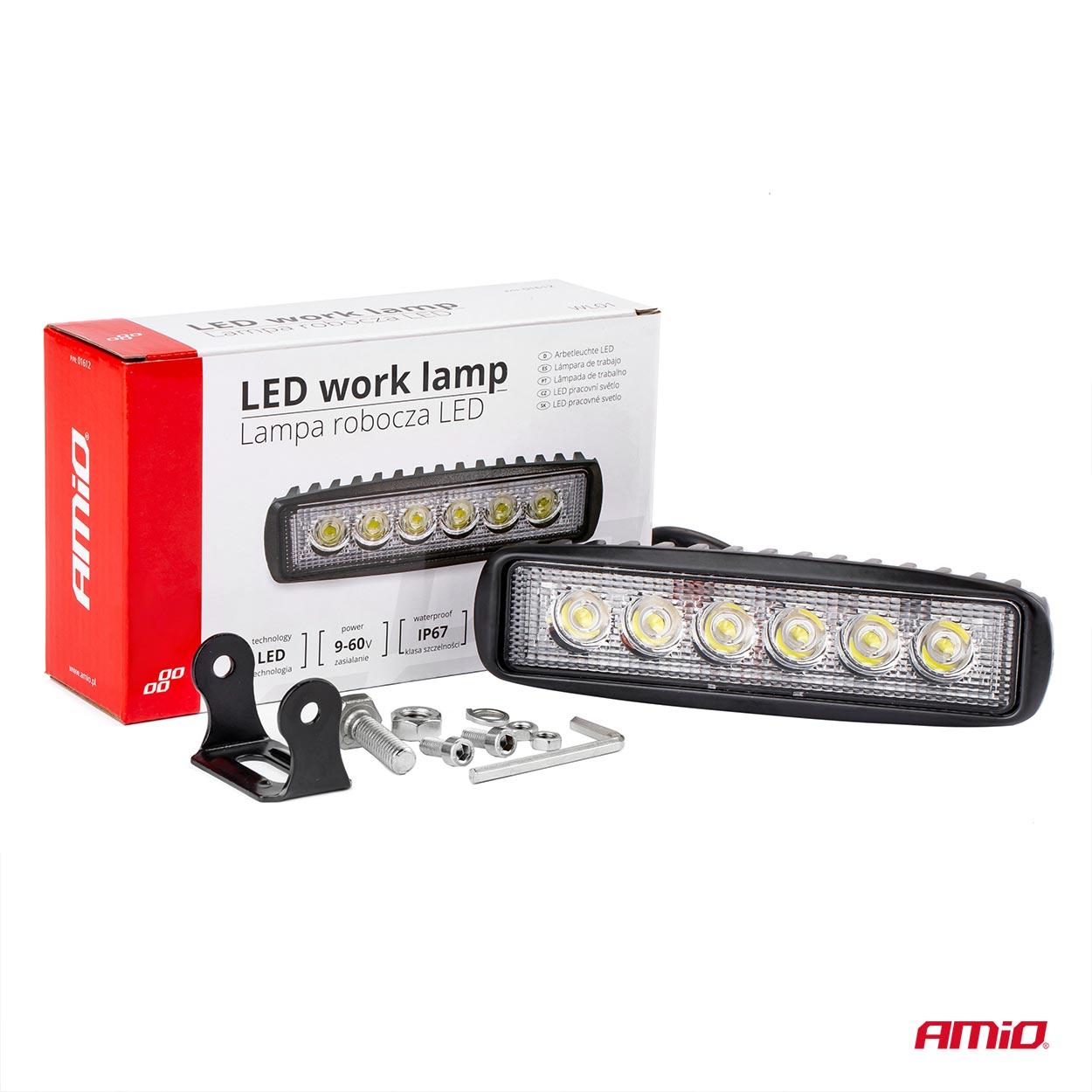 Dritë pune AWL01 me 6 LED, e sheshtë 9–60V