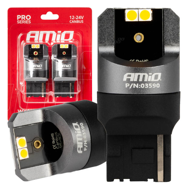 Drita LED CANBUS PRO 7440 WY21W 4x3030 SMD portokalli 12/24V AMIO-03590-1