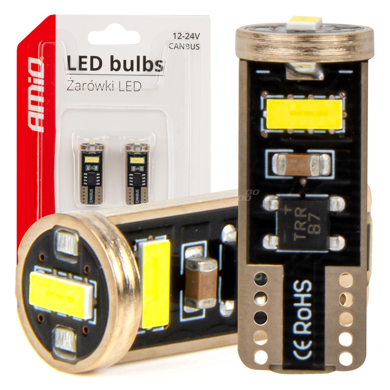 Drita LED CANBUS T10e W5W 3x2055 SMD të bardha 12V/24V