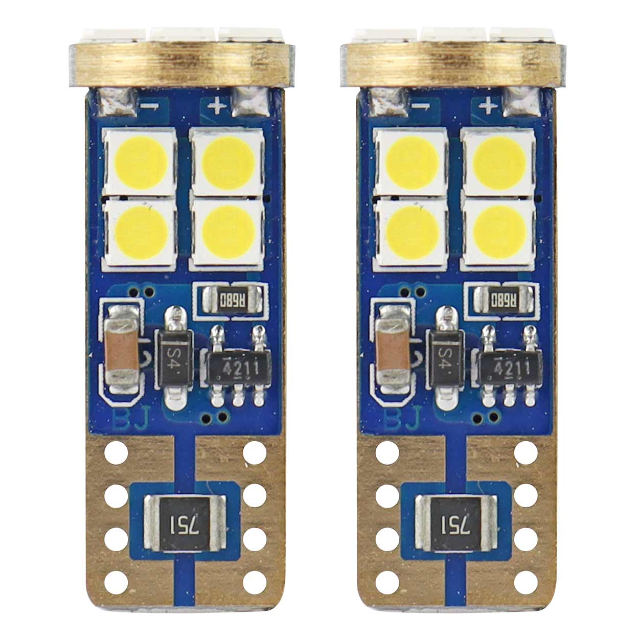 Drita LED CANBUS 12SMD 2835 T10e (W5W) të bardha 12V/24V