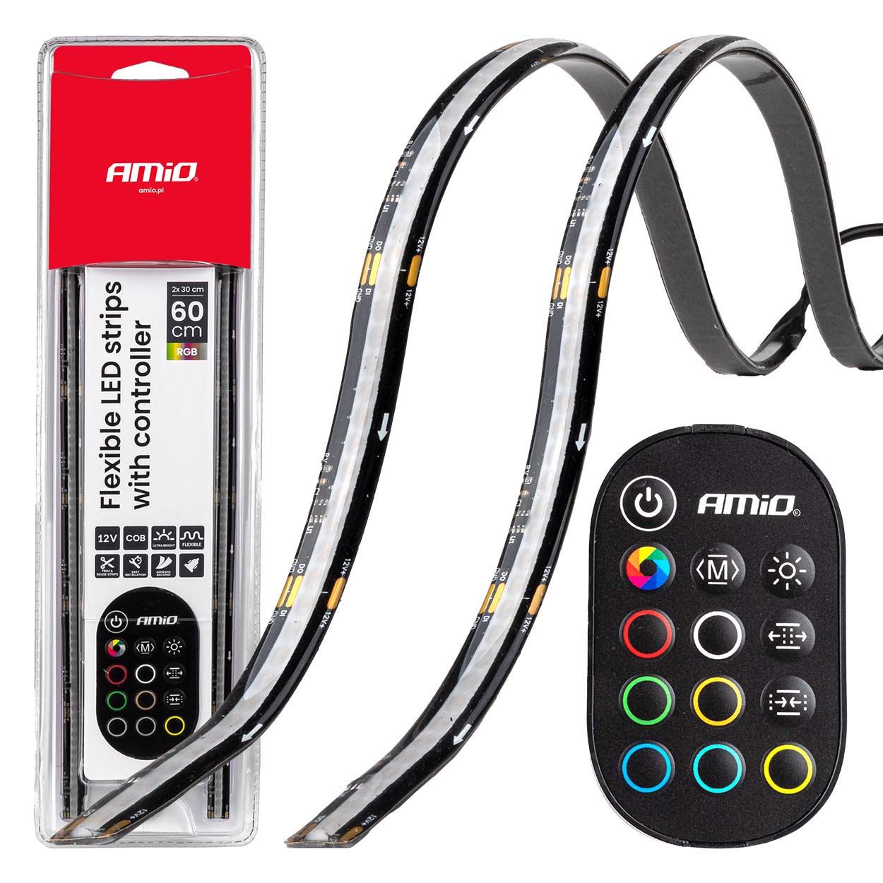 Shirita LED COB fleksibël me kontrollues shumëngjyrësh RGB 2x30 cm 12V