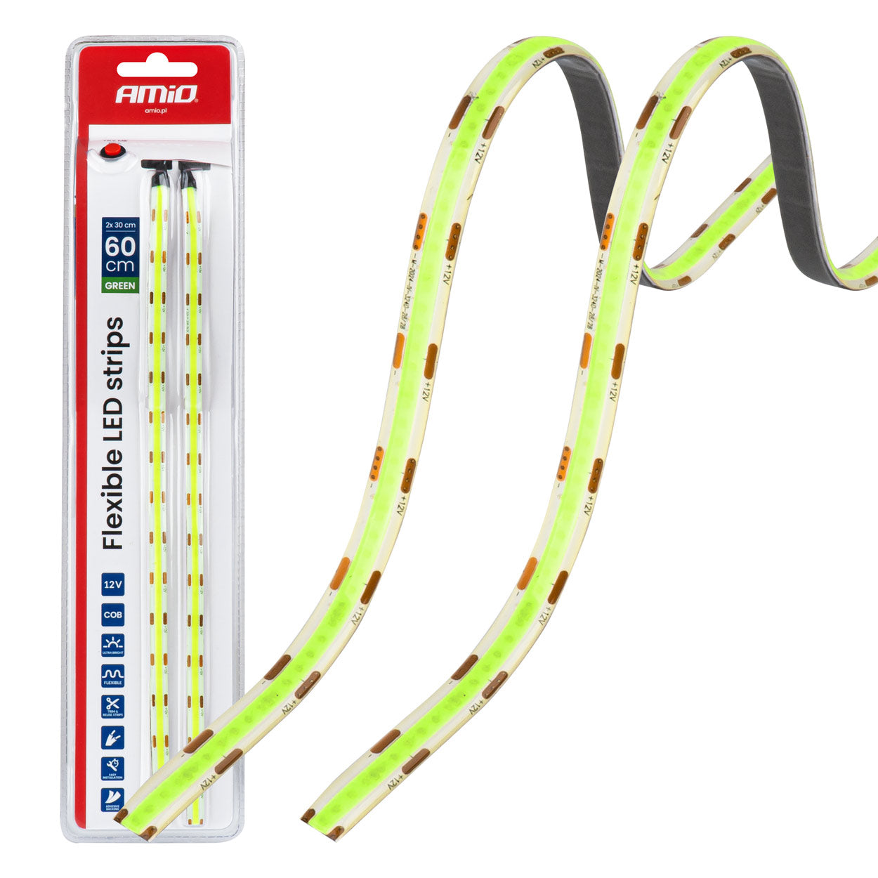 Shirita LED COB fleksibël jeshil 2x30 cm 12V