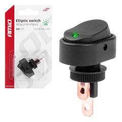 Ndërprerës eliptik me dritë të gjelbër 12/24V max 30A ON/OFF-1