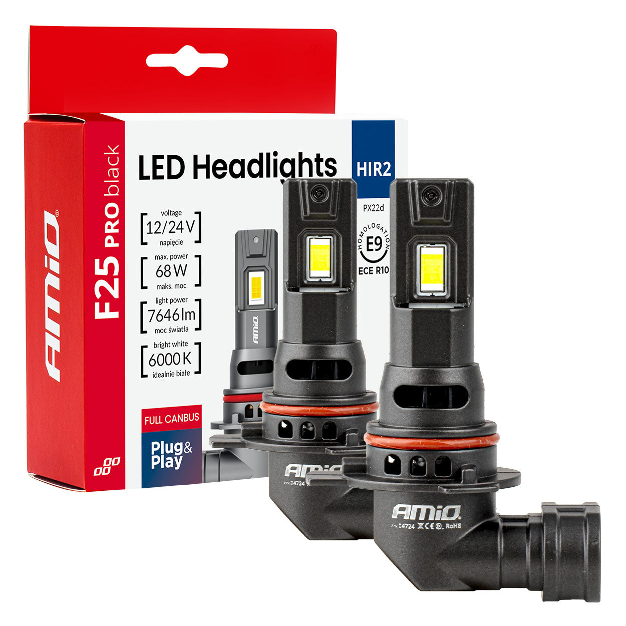Llambë LED për fenerë Series F25 PRO BLACK FULL CANBUS HIR2 68W 12V 24V