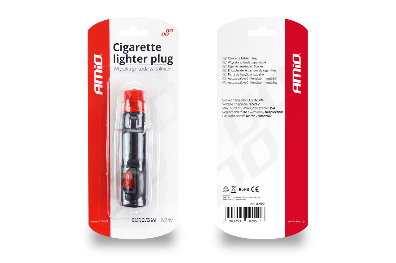 Adapter prizë ndezësi me ndërprerës EURO/DIN 12/24V-2