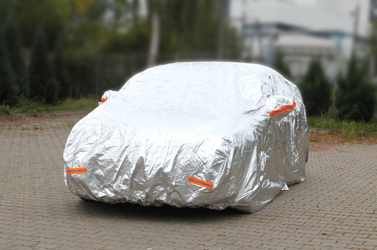 Mbulesë alumini për veturë me zinxhir, reflektuese, 120g + pambuk, ngjyrë argjendi, madhësia: SUV/VAN L-2