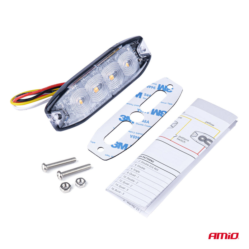 Dritë paralajmëruese LED 4 LED R65 R10 12-24V-4