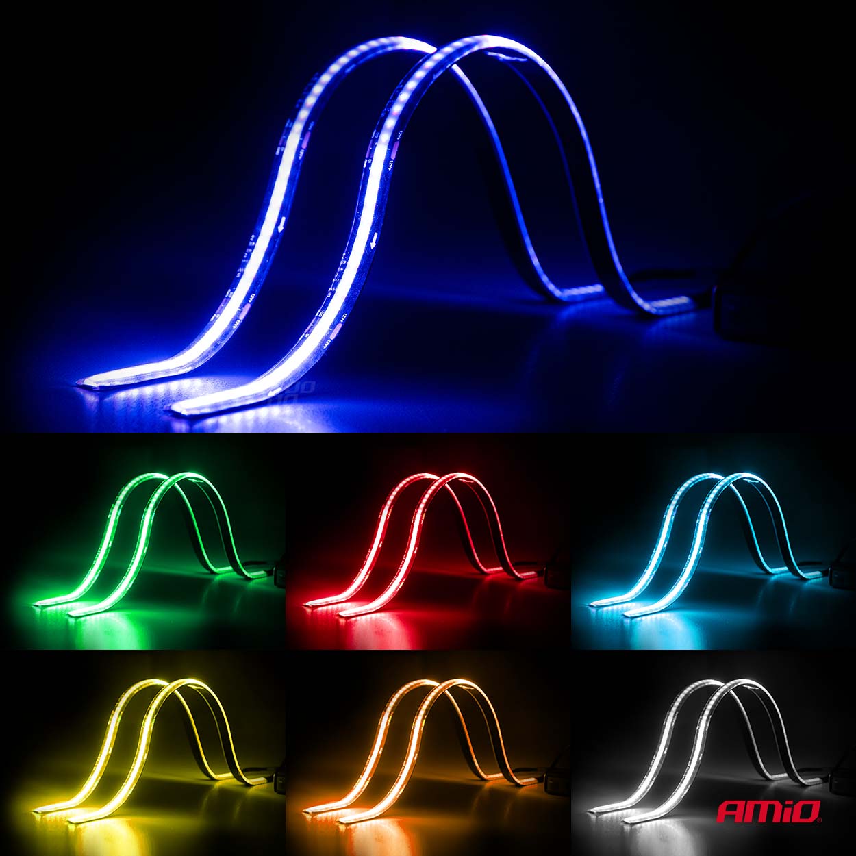 Shirita LED COB fleksibël me kontrollues shumëngjyrësh RGB 2x30 cm 12V-3
