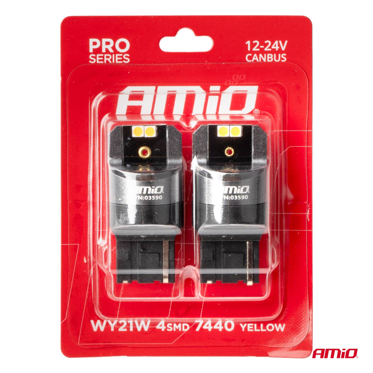Drita LED CANBUS PRO 7440 WY21W 4x3030 SMD portokalli 12/24V AMIO-03590-4