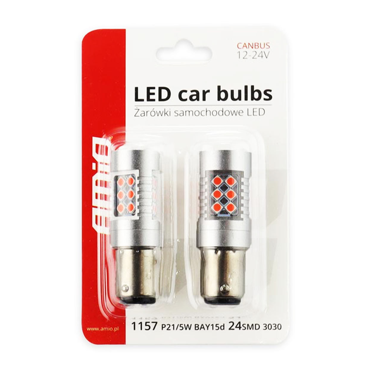 LED CANBUS 3030 24SMD 1157 BAY15D PR21/5W, e kuqe 12V/24V-3