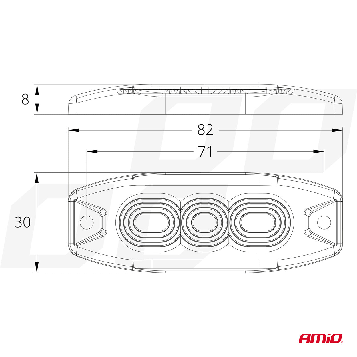 Dritë sinjalizuese Slim Amber për grill 3x3W LED R65 R10 12/24V IP67-4
