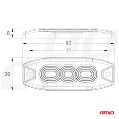 Dritë sinjalizuese Slim Amber për grill 3x3W LED R65 R10 12/24V IP67-4