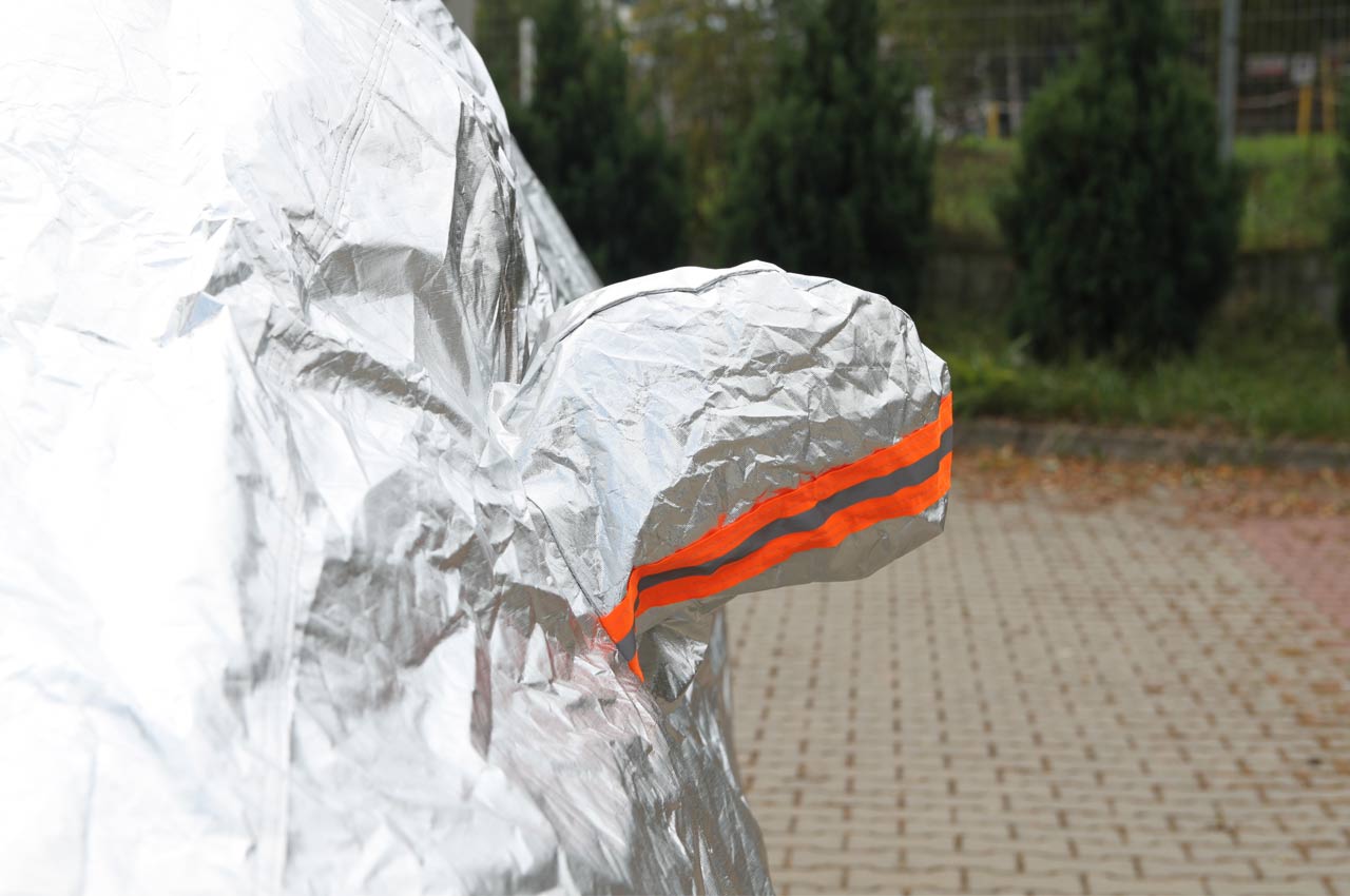 Mbulesë alumini për veturë me zinxhir, reflektuese, 120g + pambuk, ngjyrë argjendi, madhësia: SUV/VAN L-3