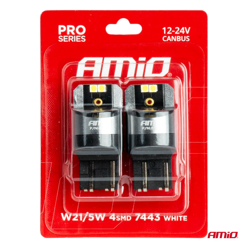 Drita LED CANBUS PRO 7443 W21/5W 4x3030 SMD të bardha 12/24V-4