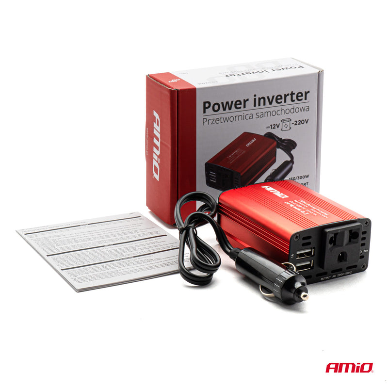 Konvertues energjie 12V/230V 150W/300W 2xUSB PI01-4