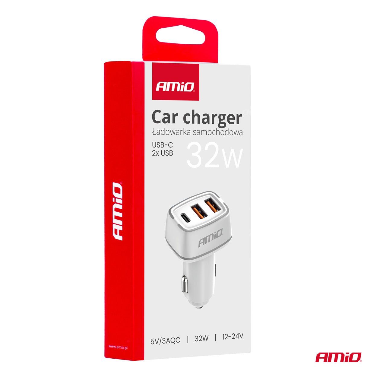 Karikues veture 2x USB-A + USB-C 32W 12/24V-4