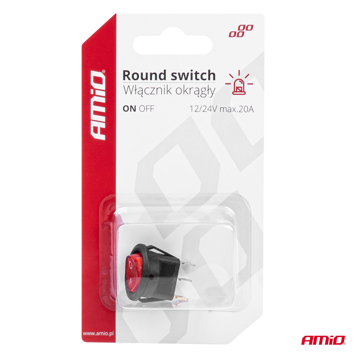 Ndërprerës rrethor me dritë të kuqe 12/24V max 20A ON/OFF-5