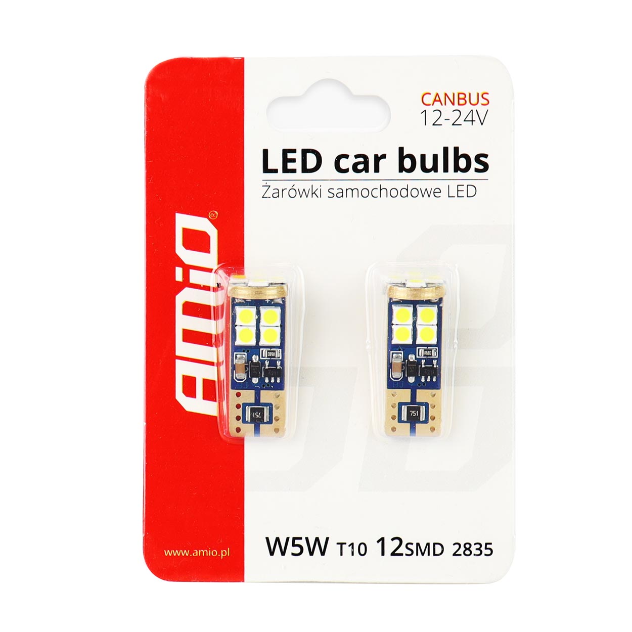 Drita LED CANBUS 12SMD 2835 T10e (W5W) të bardha 12V/24V