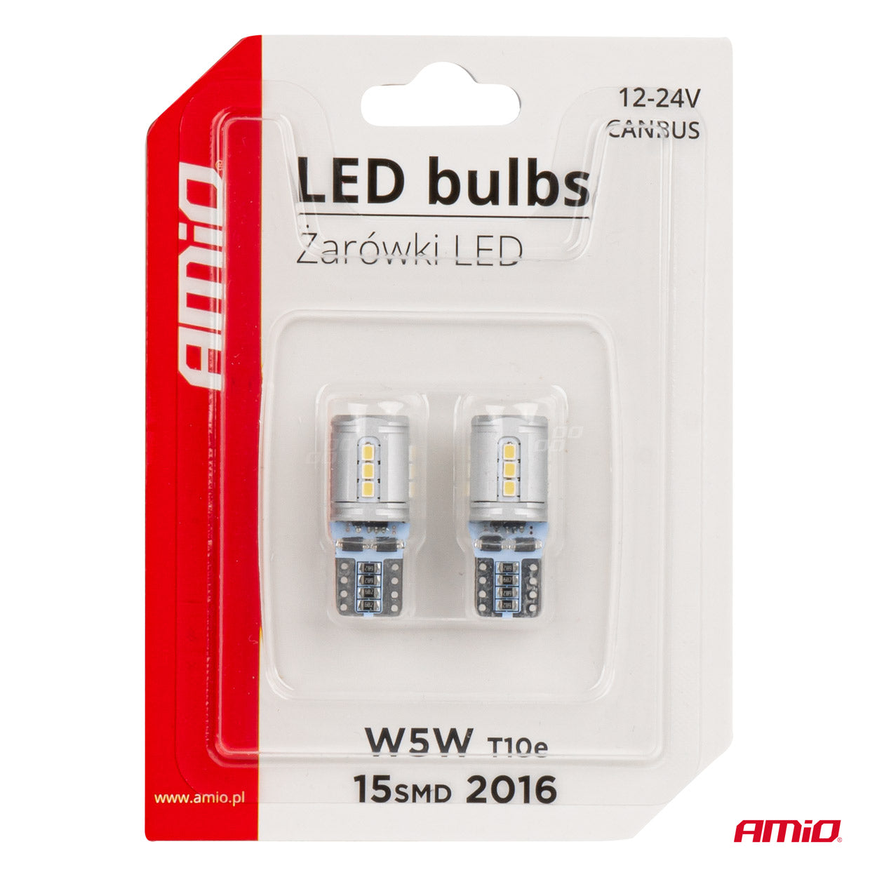 Drita LED CANBUS T10e W5W 15x2016 SMD të bardha 12V/24V