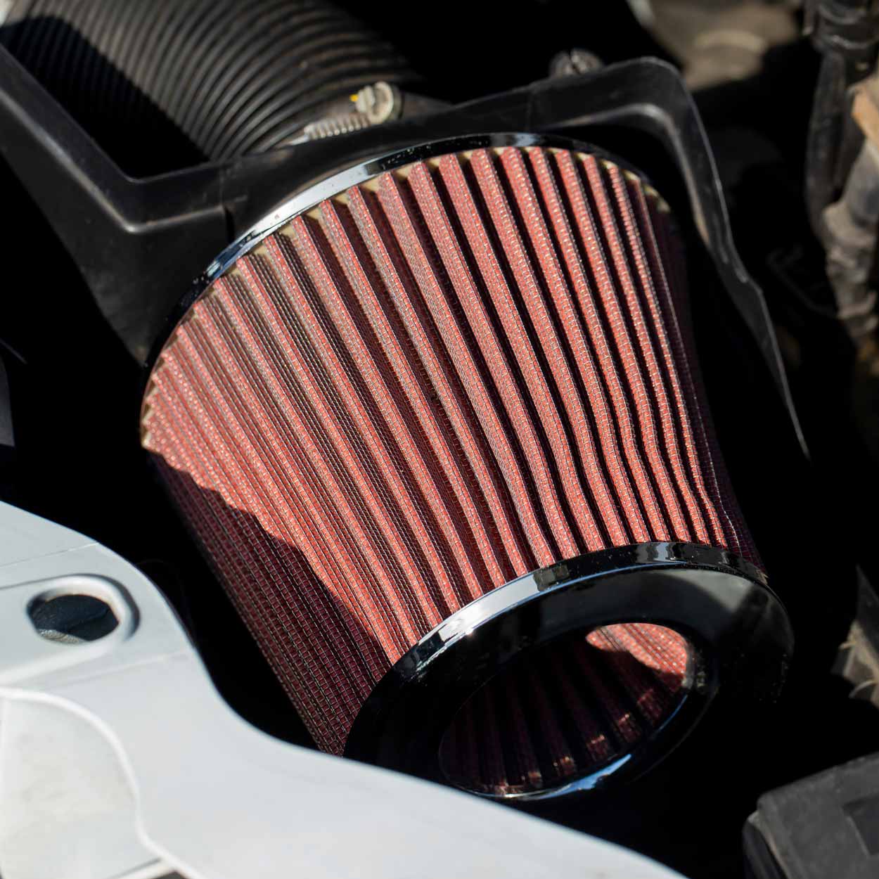 Filter ajri konik për veturë kuqe/carbon, universal, 3 adapterë montimi-5