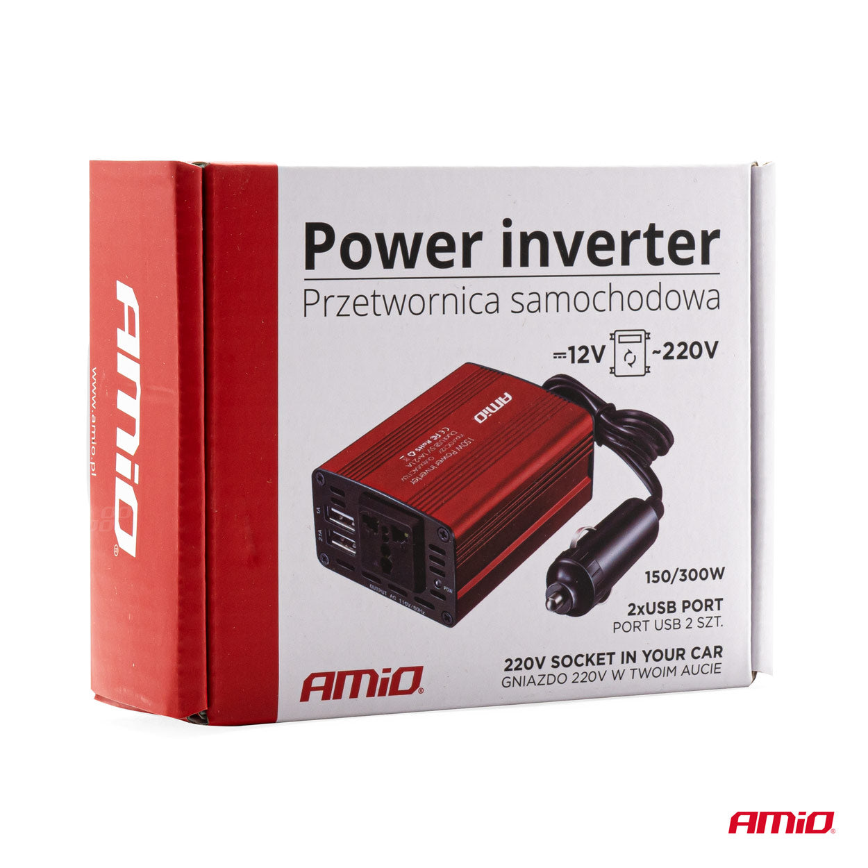 Konvertues energjie 12V/230V 150W/300W 2xUSB PI01-5