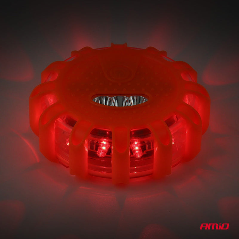 Dritë paralajmëruese portative LED për rrugë me funksion llambe dore, 3xAAA IP65 12SMD + 3SMD-7