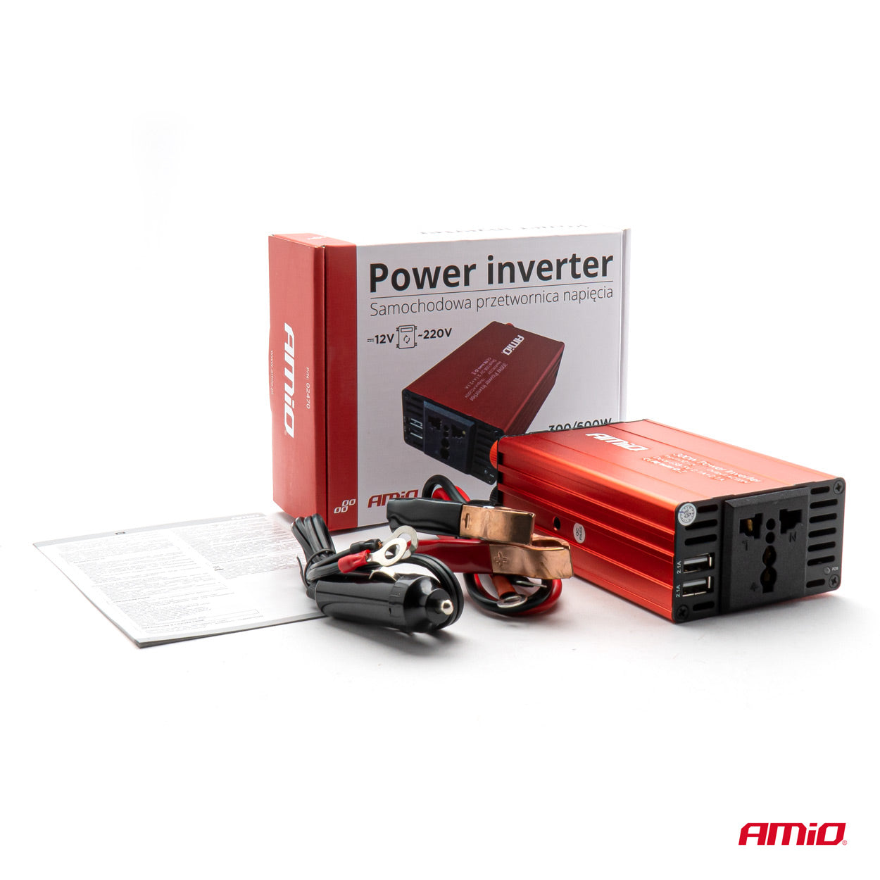 Konvertues energjie 12V/220V 300W/600W 2xUSB PI03-6