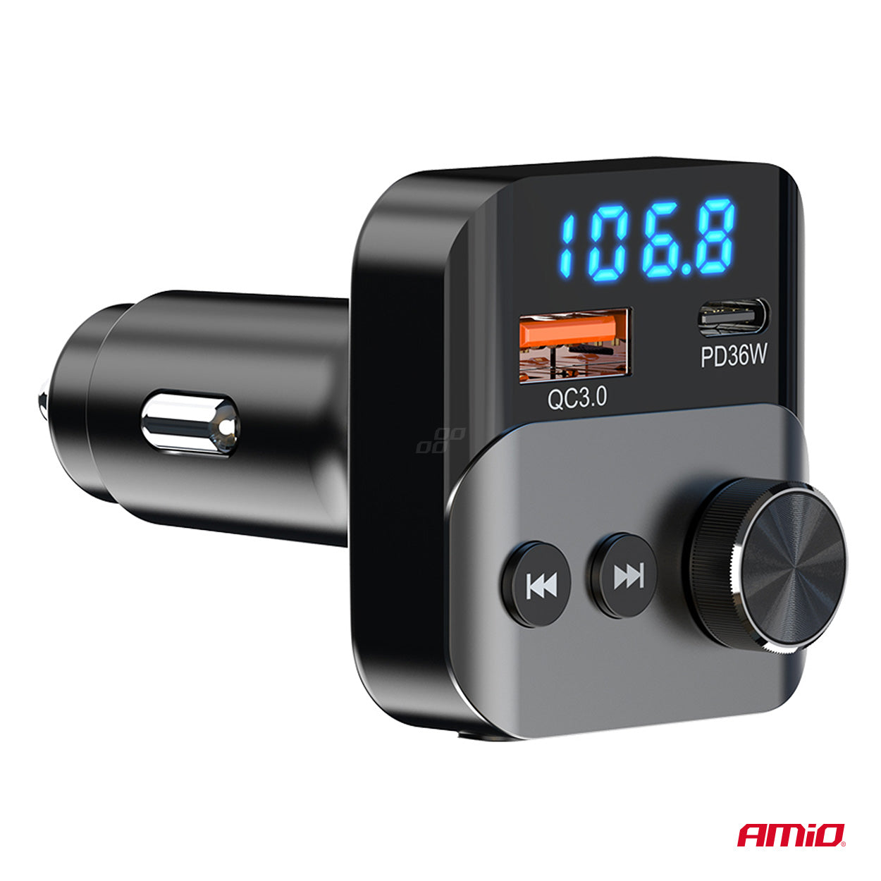 Transmetues FM për veturë 1×USB-A + 1×USB-C 12V/24V-4
