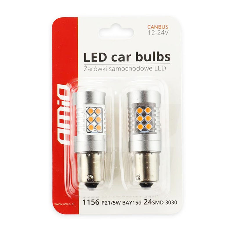 Poç LED CANBUS 3030 24SMD 1156 BAU15S PY21W i verdhë (amber) 12V/24V-1