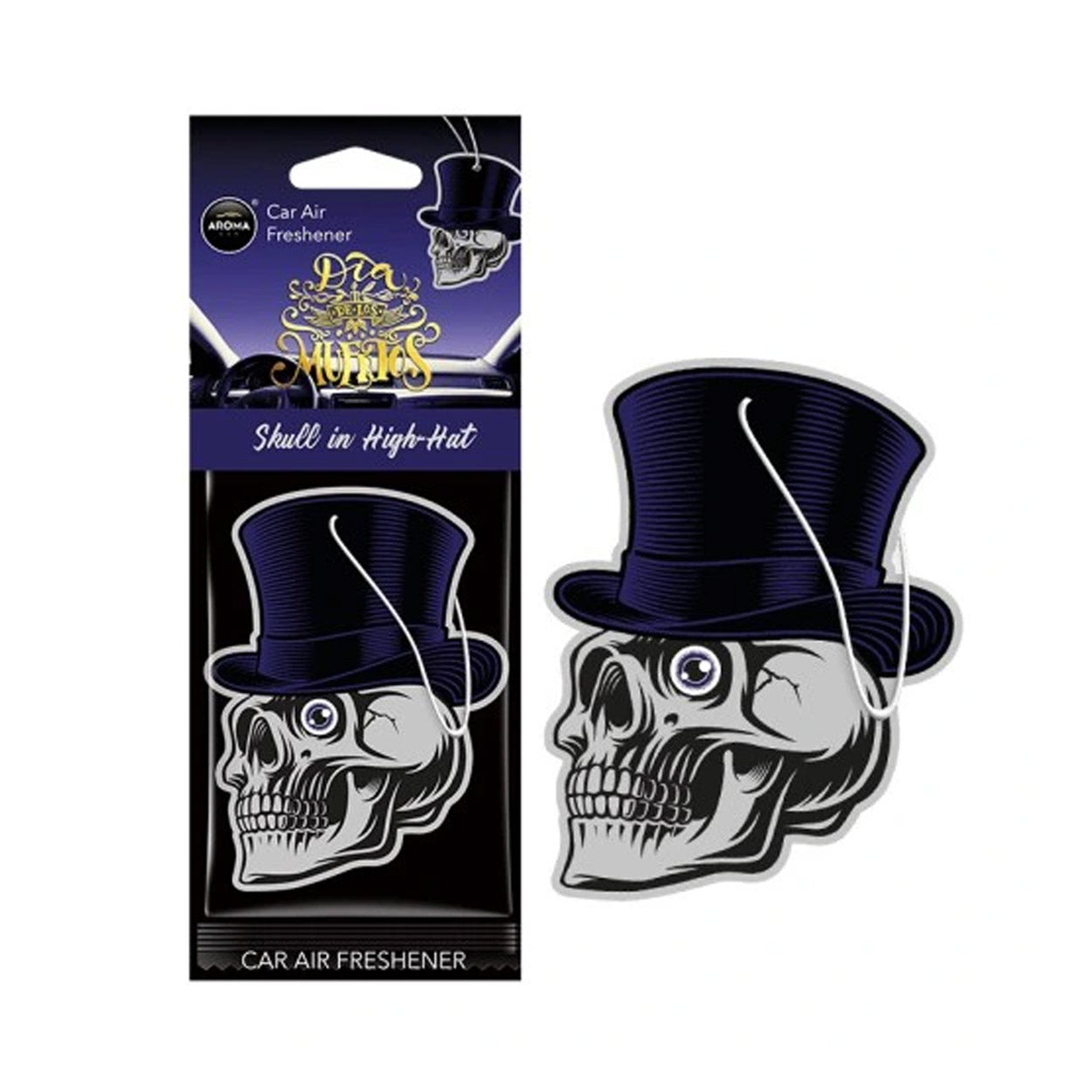 Car air freshener AROMA CAR MUERTOS Skull in Hat Black Oud-1