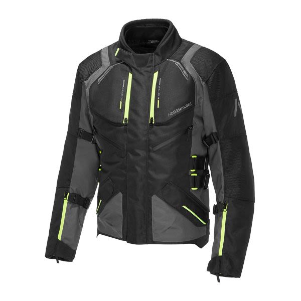 Xhaketë turistike motoçiklete ADRENALINE BERGEN PPE, ngjyrë e zezë / e verdhë fluoreshente, madhësia 2XL