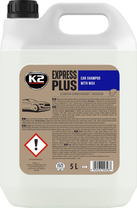 K2 Shampo për larje veture me dyll – EXPRESS PLUS 5L