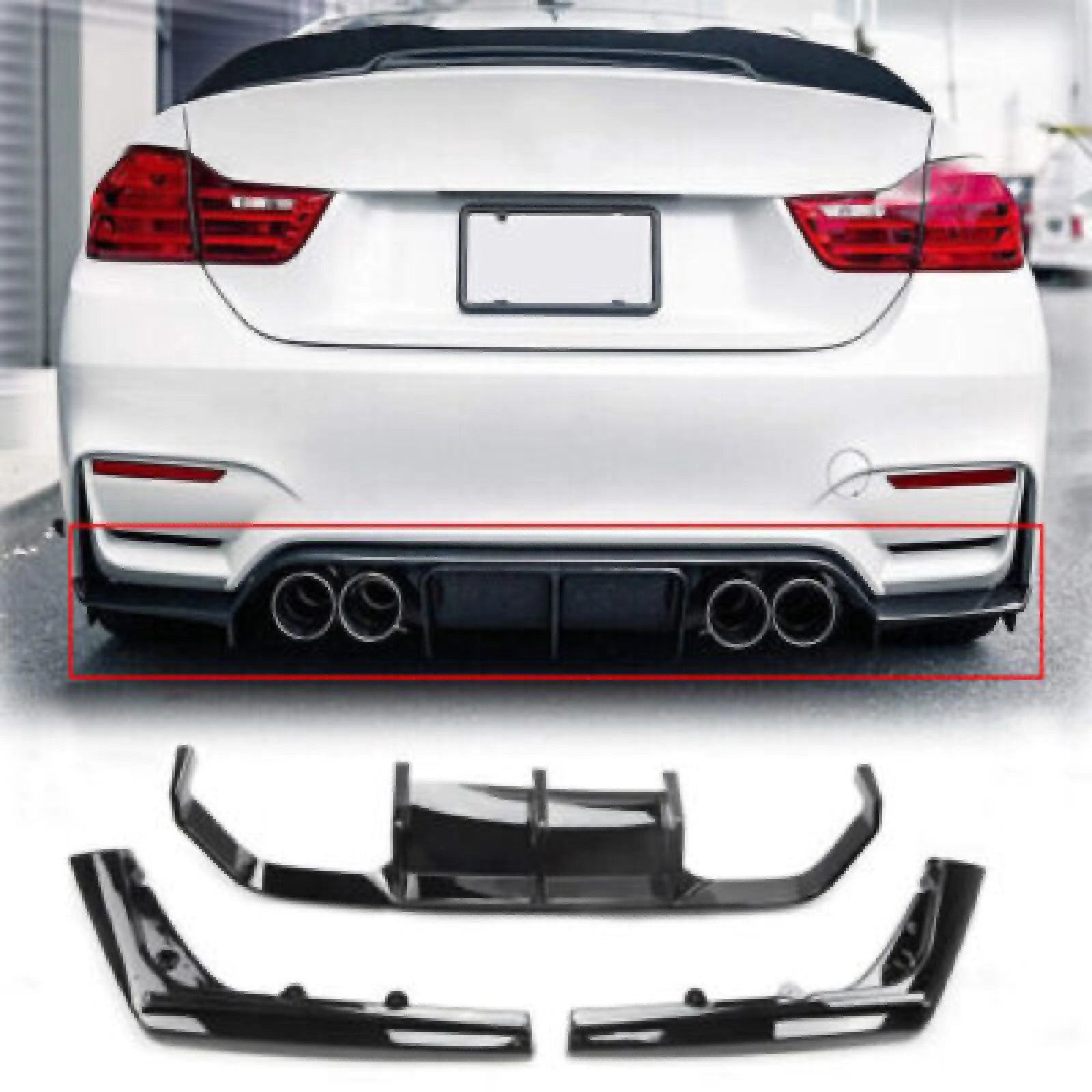 Difuzor i pasëm me splittera anësorë të pasëm për BMW F30 / F82 ( M3/M4 Series)-2