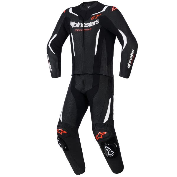 Kostum dy-pjesësh GP FORCE V2 2PC ALPINESTARS, ngjyrë e zezë / fluoreshente / e kuqe / e bardhë, madhësia 52
