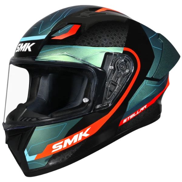 Kaskë integrale SMK STELLAR SPORT FLIGHT, ngjyrë e zezë / blu / portokalli, madhësia L, unisex