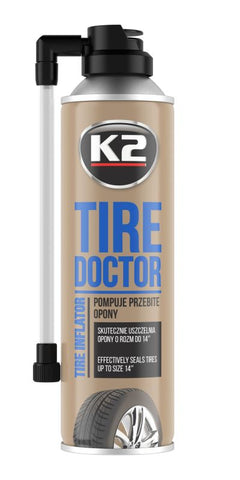 K2 Sprej emergjent për fryrje dhe mbyllje të gomave – TIRE DOKTOR 400ml-1